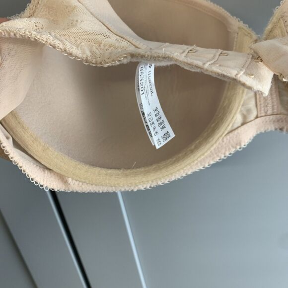 Wacoal Bra 36DDD Lace Finesse Lined Cup Underwire 853201 Adjustable Tan - Picture 5 of 7